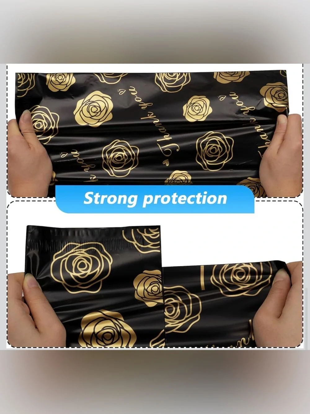 Polymailers 10x13 Black & Gold 'Thank You' Floral 15 ct